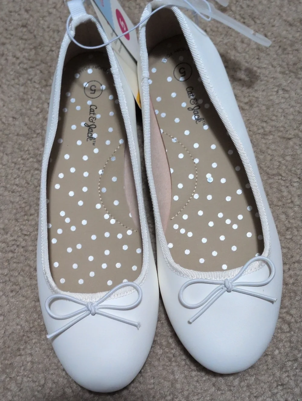 White Ballet Flats With Bow